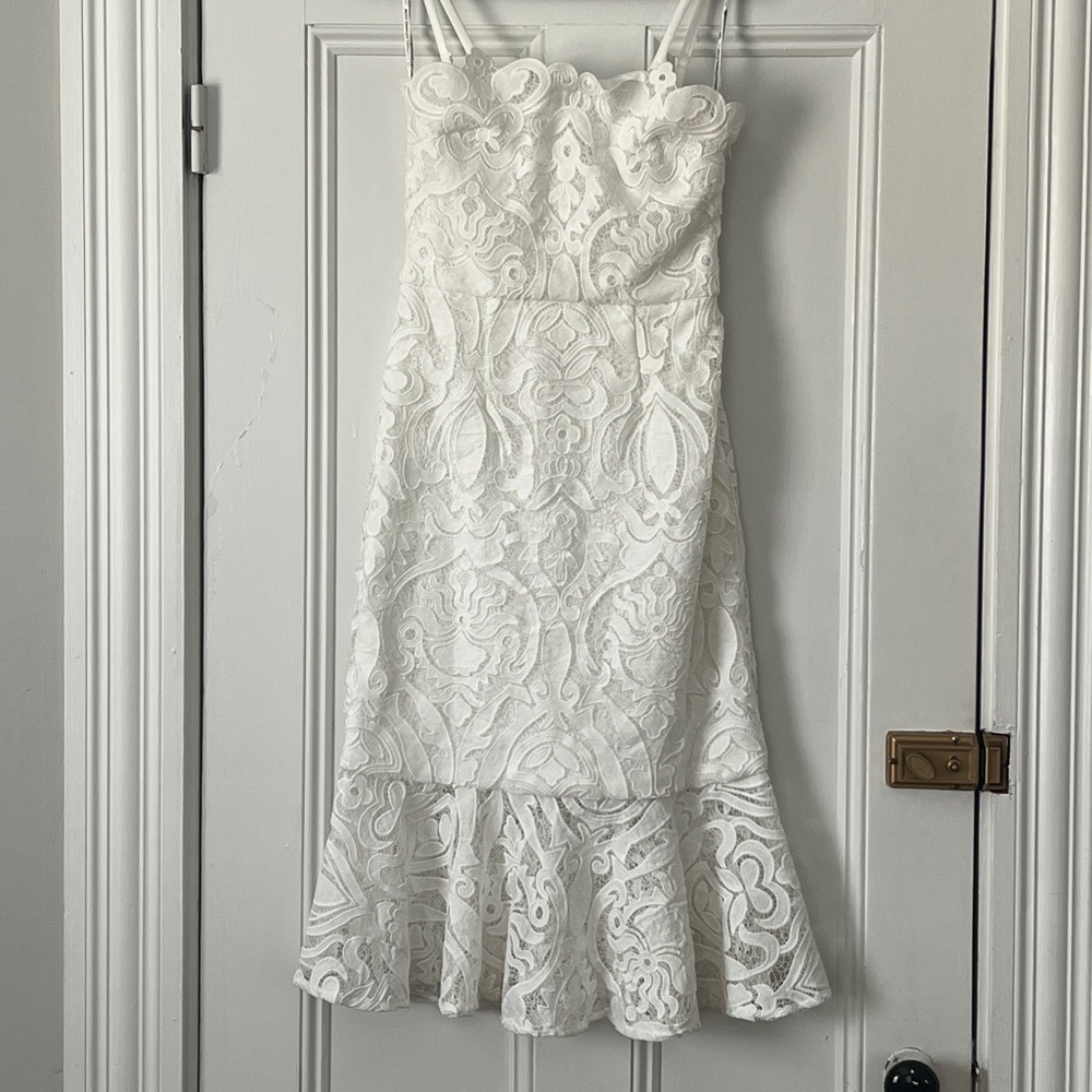 Chi Chi London Lace Pephem Pencil Dress — Size US 6, New